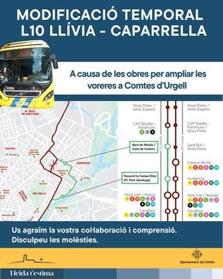 Paeria Mejora Temporalmente la Línea L10 para Asegurar el Servicio en Caparrella Durante Obras en Comtes d'Urgell