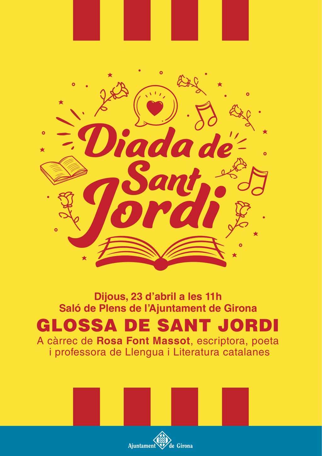Homenaje a la escritora Rosa Font Massot en el acto institucional de Sant Jordi en Girona