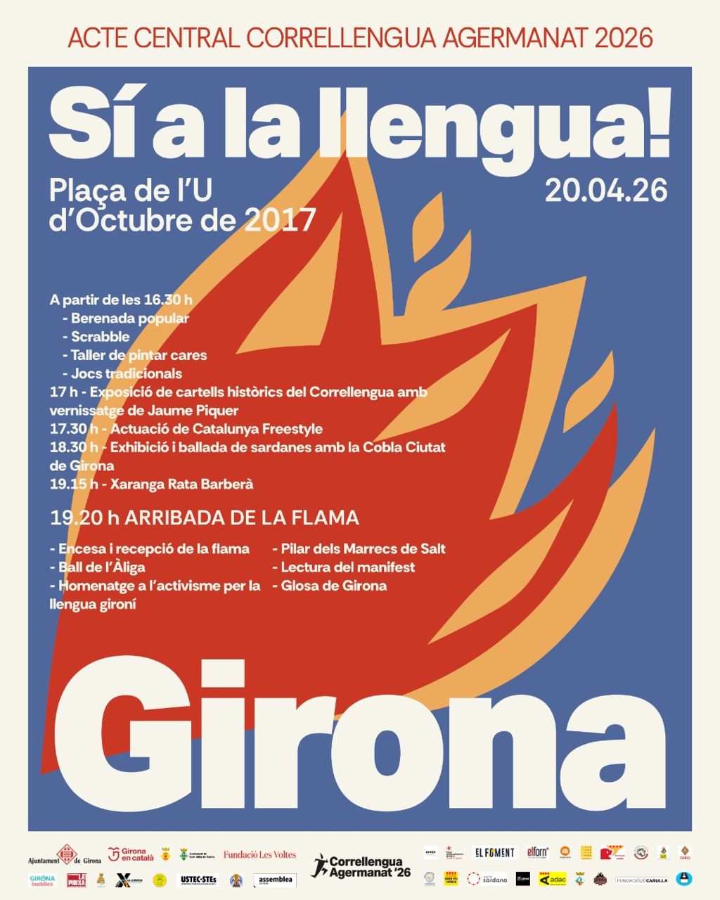 Acto Central del Correllengua Agermanat en la Plaça U d'Octubre de Girona: ¡No te lo pierdas este lunes!