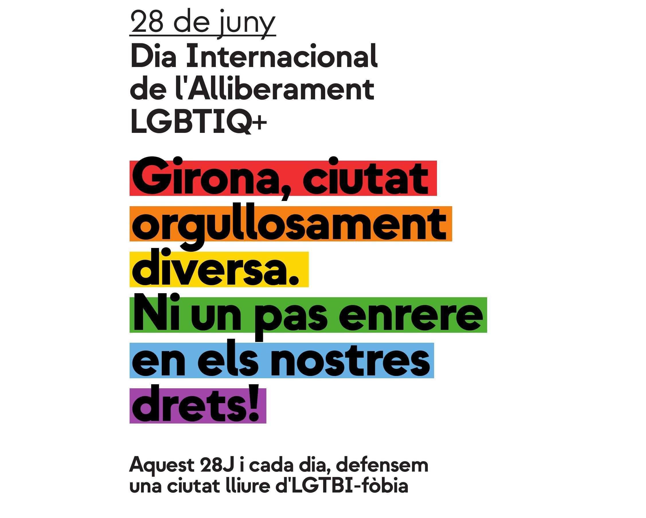 Girona celebra el 28J con un variado programa de actividades en defensa de los derechos LGBTIQ+ y la diversidad