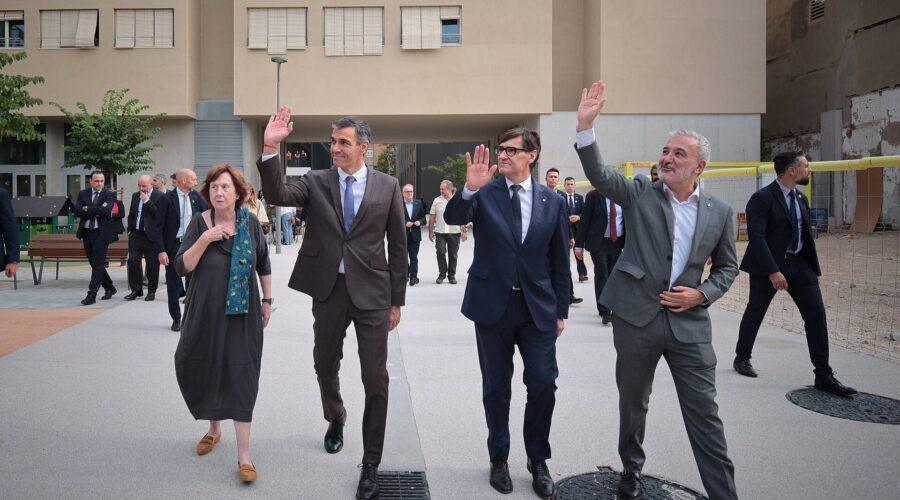 Jaume Collboni y Pedro Sánchez presentan la nueva promoción de vivienda protegida La Sibèria en Poblenou